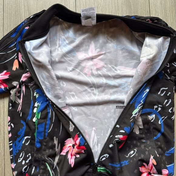 Adidas Girl’s Size 14 L Black Floral Print Track Zip Up Jacket Track Jacket - Picture 8 of 10